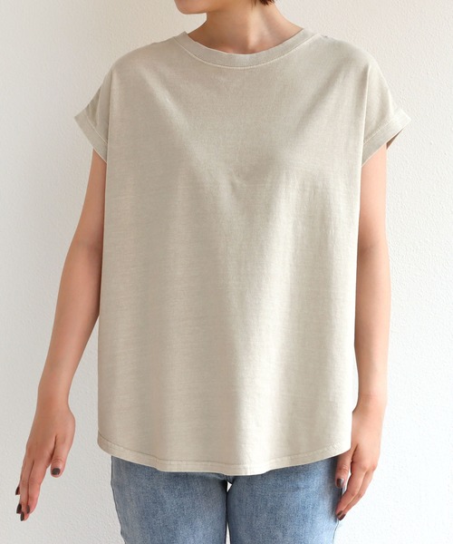 andme（アンドミー）の「ピグメント加工2way背中ボタンTシャツ（Tシャツ/カットソー・レディース・オフホワイト/ブルー/グリーン/モカ/ラベンダー/グレー系その他/スミクロ・M）」の13枚目の写真