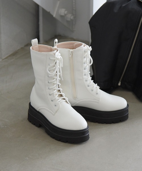 NOFALL（ノーフォール）の「トラックソールレースアップミドルブーツ（ブーツ・レディース・ホワイト/ブラック・LL/3L/S/M/L）」の20枚目の写真