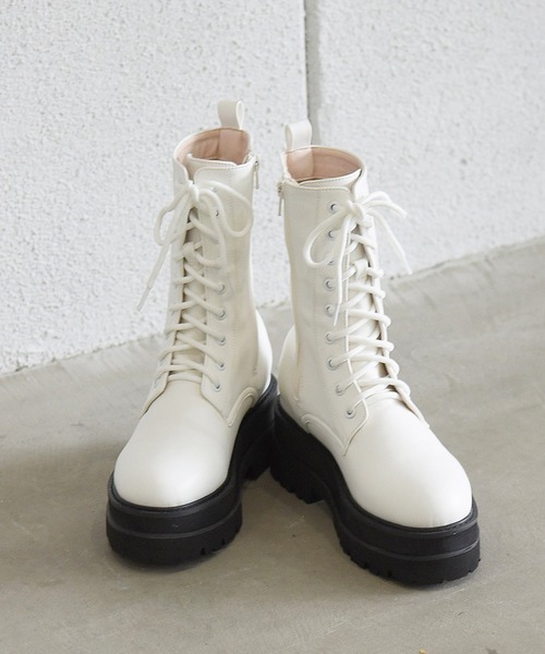 NOFALL（ノーフォール）の「トラックソールレースアップミドルブーツ（ブーツ・レディース・ホワイト/ブラック・LL/3L/S/M/L）」の19枚目の写真