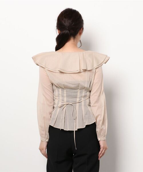 Verybrain（ベリーブレイン）の「very brain/VB-146 ﾀﾞﾌﾞﾙｶﾗｰBL（シャツ/ブラウス・レディース・ベージュ/ホワイト・M）」の6枚目の写真