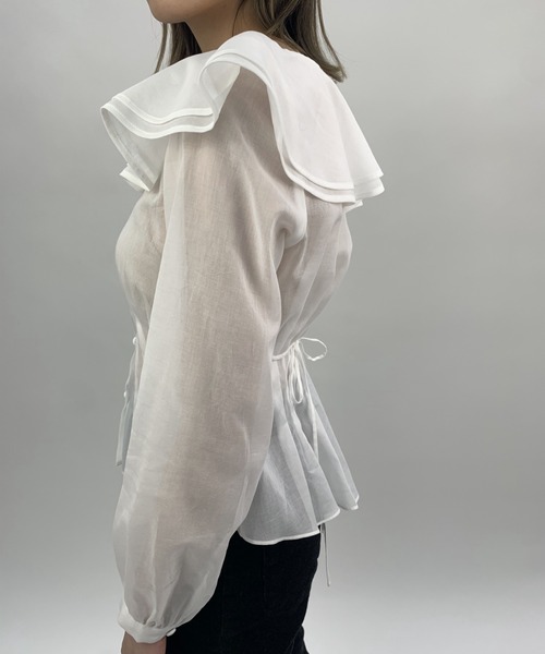 Verybrain（ベリーブレイン）の「very brain/VB-146 ﾀﾞﾌﾞﾙｶﾗｰBL（シャツ/ブラウス・レディース・ベージュ/ホワイト・M）」の3枚目の写真