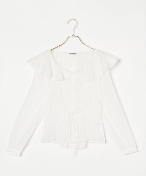 Verybrain（ベリーブレイン）の「very brain/VB-146 ﾀﾞﾌﾞﾙｶﾗｰBL（シャツ/ブラウス・レディース・ベージュ/ホワイト・M）」の9枚目の写真