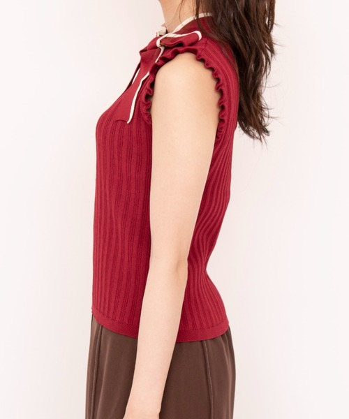 WILLSELECTION(ウィルセレクション)の「配色リボンネックニット(ニット/セーター・レディース・ボルドー/ブラウン/ブラック系その他・MEDIUM)」の11枚目の写真