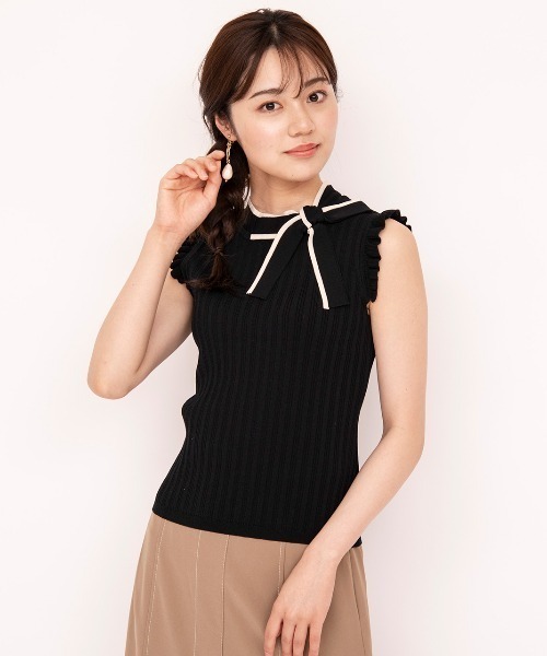 WILLSELECTION(ウィルセレクション)の「配色リボンネックニット(ニット/セーター・レディース・ボルドー/ブラウン/ブラック系その他・MEDIUM)」の9枚目の写真