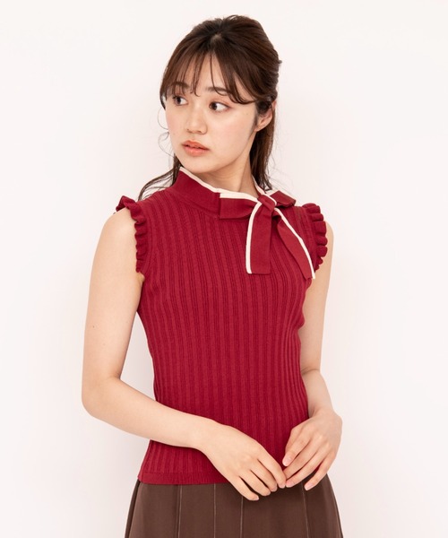 WILLSELECTION(ウィルセレクション)の「配色リボンネックニット(ニット/セーター・レディース・ボルドー/ブラウン/ブラック系その他・MEDIUM)」の18枚目の写真