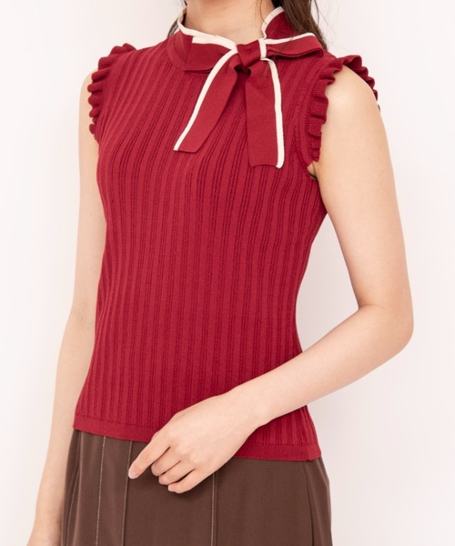 WILLSELECTION(ウィルセレクション)の「配色リボンネックニット(ニット/セーター・レディース・ボルドー/ブラウン/ブラック系その他・MEDIUM)」の15枚目の写真