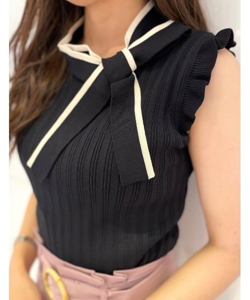 WILLSELECTION(ウィルセレクション)の「配色リボンネックニット(ニット/セーター・レディース・ボルドー/ブラウン/ブラック系その他・MEDIUM)」の8枚目の写真