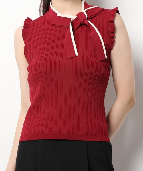 WILLSELECTION(ウィルセレクション)の「配色リボンネックニット(ニット/セーター・レディース・ボルドー/ブラウン/ブラック系その他・MEDIUM)」の5枚目の写真