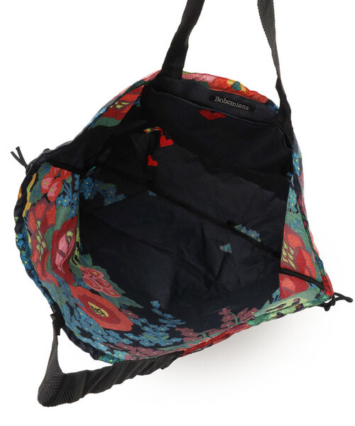 BOHEMIANS（ボヘミアンズ）の「BOHEMIANS/ボヘミアンズ　GARDEN SQ SUPER MARKET BAG　ガーデンスクイズスーパーマーケットバッグ BB-229（トートバッグ・レディース・ブラック・FREE）」の7枚目の写真