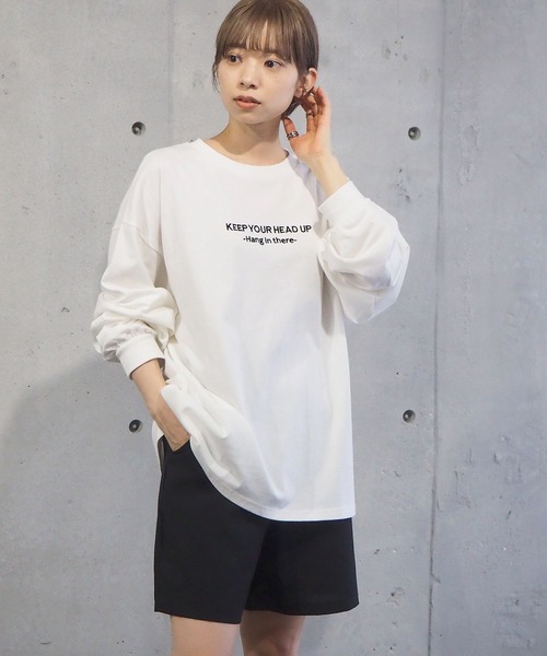 tiptop(ティップトップ)の「綿100%フロントロゴBIGロンT(Tシャツ/カットソー・レディース・オフホワイト/ホワイト系その他/ブラック系その他/スミクロ/ホワイト系その他2/ホワイト系その他3/ホワイト系その他4/ホワイト系その他5/ブラック系その他2・FREE)」の11枚目の写真