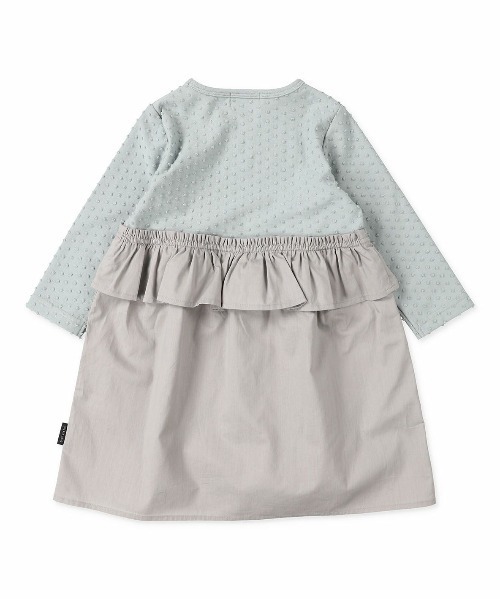 quoti use fith(クゥオティ ユース フィス)の「ドット天竺×コットンブロード 長袖 ひざ下丈ワンピース(ワンピース・キッズ・アイボリー/ブルー/ネイビー・110/90/100/120/80/130)」の17枚目の写真