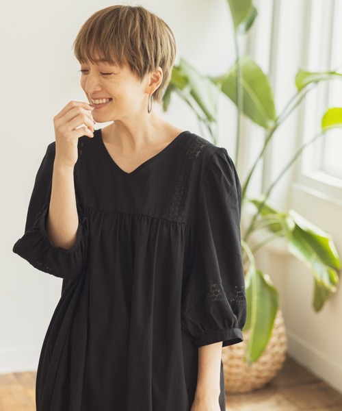 and R(アンドアール)の「バルーンレースワンピースチュニック(チュニック・レディース・ブラック/ホワイト・FREE)」の15枚目の写真