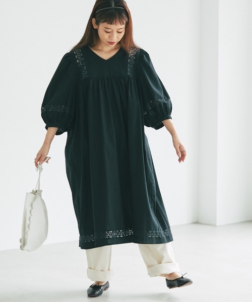 and R(アンドアール)の「バルーンレースワンピースチュニック(チュニック・レディース・ブラック/ホワイト・FREE)」の17枚目の写真