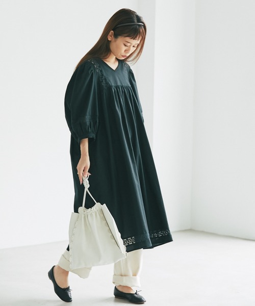 and R(アンドアール)の「バルーンレースワンピースチュニック(チュニック・レディース・ブラック/ホワイト・FREE)」の9枚目の写真