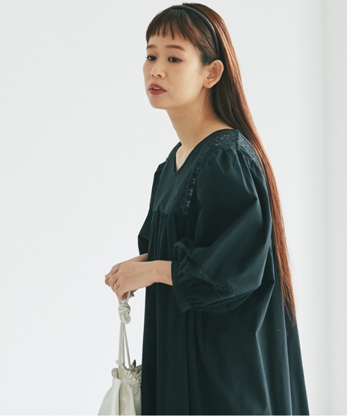 and R(アンドアール)の「バルーンレースワンピースチュニック(チュニック・レディース・ブラック/ホワイト・FREE)」の3枚目の写真