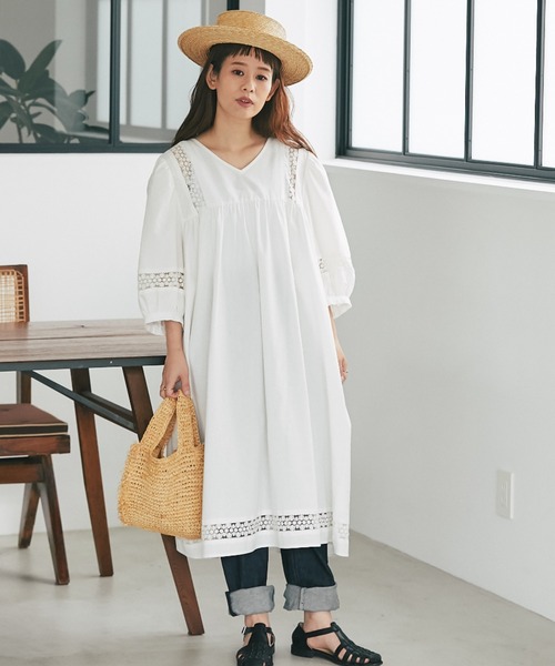 and R(アンドアール)の「バルーンレースワンピースチュニック(チュニック・レディース・ブラック/ホワイト・FREE)」の7枚目の写真