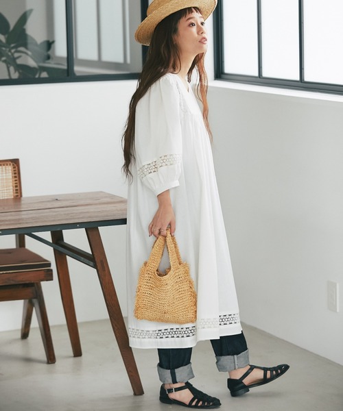 and R(アンドアール)の「バルーンレースワンピースチュニック(チュニック・レディース・ブラック/ホワイト・FREE)」の12枚目の写真