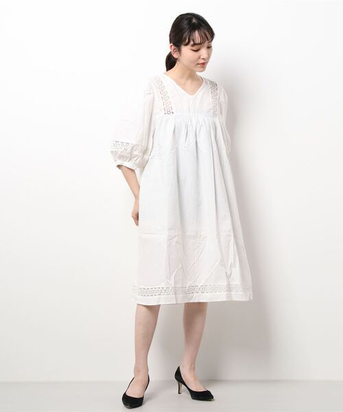 and R(アンドアール)の「バルーンレースワンピースチュニック(チュニック・レディース・ブラック/ホワイト・FREE)」の6枚目の写真