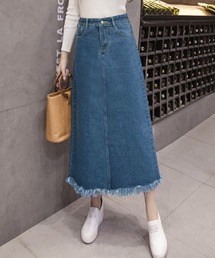 Grandeir（グランディール）の「台形 デニム ロングスカート（デニムスカート）」