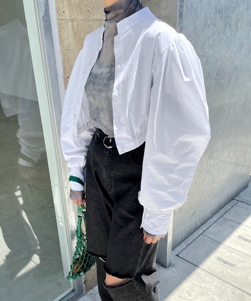 WHO'S WHO gallery(フーズフーギャラリー)の「ミニボリュームロングスリーブブラウス(シャツ/ブラウス・レディース・オフホワイト/ブラック/ブラウン・FREE)」の9枚目の写真