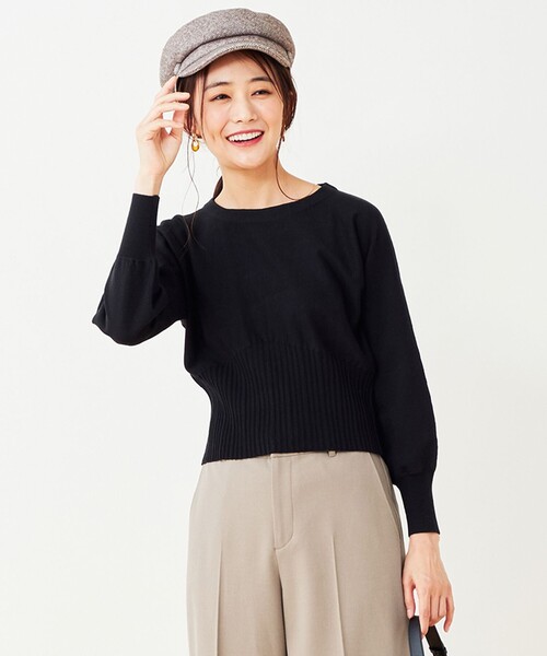 ANY SIS（エニィスィス）の「【洗える】ドルマンウエストリブ ニット（ニット/セーター・レディース・ブラック系/ベージュ系/ネイビー系/ダルブルー系・4）」の2枚目の写真