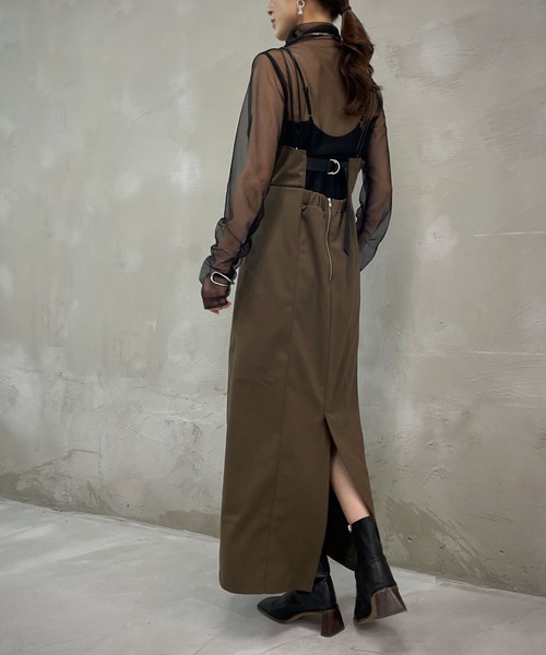 &g'aime（アンジェム）の「【&g’aime】バックベルトキャミワンピース（ワンピース・レディース・ブラック/ブラウン/カーキ・FREE）」の10枚目の写真