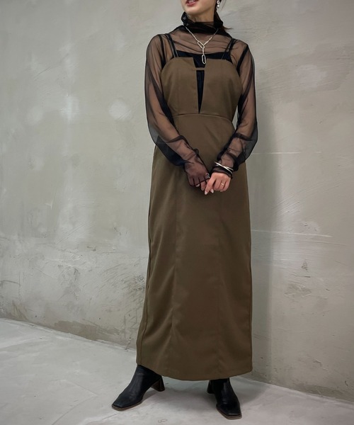 &g'aime（アンジェム）の「【&g’aime】バックベルトキャミワンピース（ワンピース・レディース・ブラック/ブラウン/カーキ・FREE）」の18枚目の写真