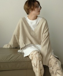 Bab | 【WEB限定】深Vショートもちもちニットプルオーバー(ニット/セーター)