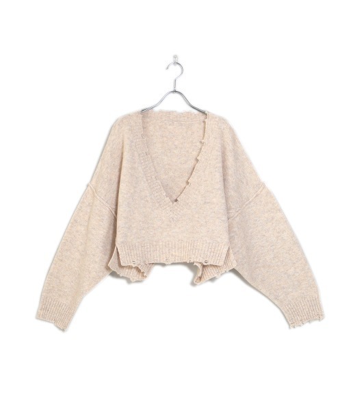 Bab(バブ)の「【WEB限定】深Vショートもちもちニットプルオーバー(ニット/セーター・レディース・チャコールグレー/ベージュ/アイボリー・FREE)」の16枚目の写真