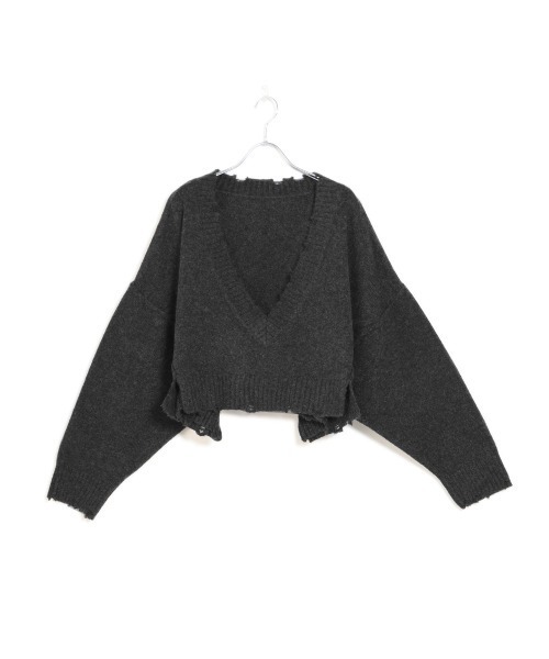 Bab(バブ)の「【WEB限定】深Vショートもちもちニットプルオーバー(ニット/セーター・レディース・チャコールグレー/ベージュ/アイボリー・FREE)」の19枚目の写真