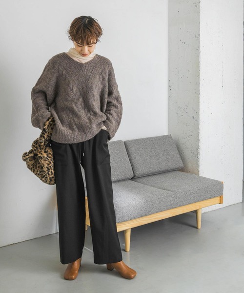 URBAN RESEARCH（アーバンリサーチ）の「UR TECH ドロストセミワイドパンツ（その他パンツ・レディース・ベージュ/カーキ/ブラック・38/36/34）」の10枚目の写真