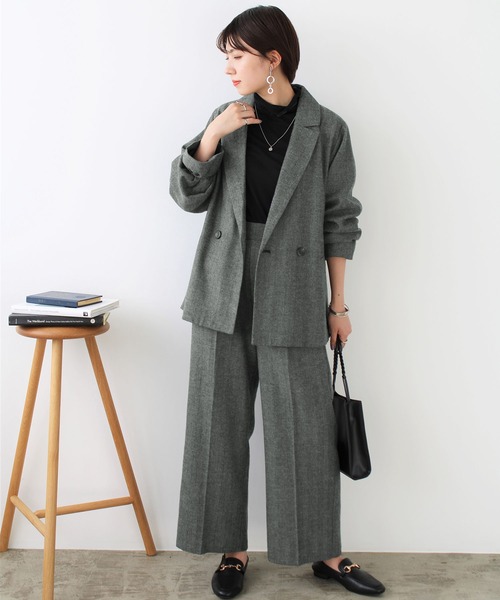 GeeRA(ジーラ)の「先染め柄ダブルテーラージャケット(テーラードジャケット・レディース・ブラウン/グレー/チャコール・MEDIUM)」の6枚目の写真