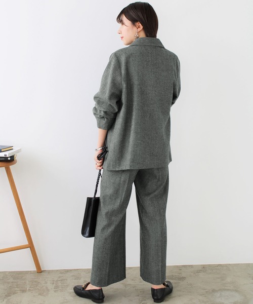 GeeRA(ジーラ)の「先染め柄ダブルテーラージャケット(テーラードジャケット・レディース・ブラウン/グレー/チャコール・MEDIUM)」の7枚目の写真