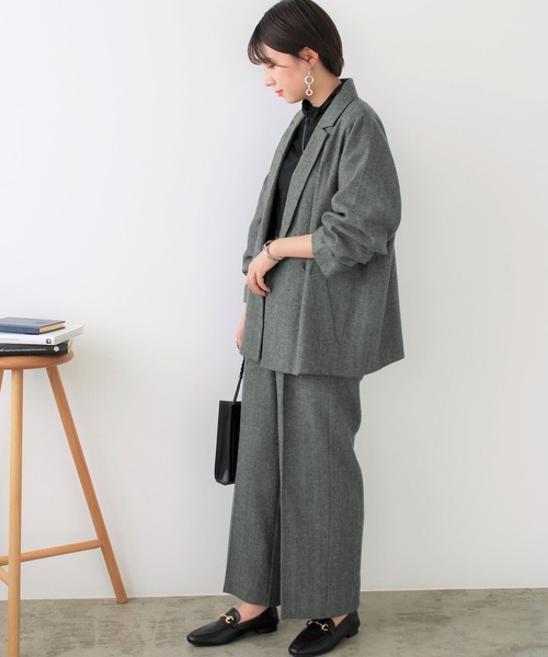 GeeRA(ジーラ)の「先染め柄ダブルテーラージャケット(テーラードジャケット・レディース・ブラウン/グレー/チャコール・MEDIUM)」の8枚目の写真