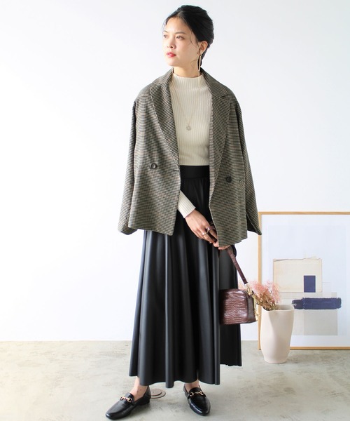 GeeRA(ジーラ)の「先染め柄ダブルテーラージャケット(テーラードジャケット・レディース・ブラウン/グレー/チャコール・MEDIUM)」の9枚目の写真