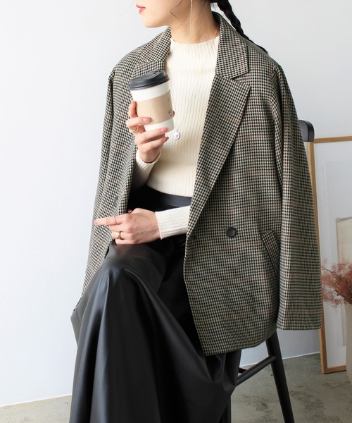 GeeRA(ジーラ)の「先染め柄ダブルテーラージャケット(テーラードジャケット・レディース・ブラウン/グレー/チャコール・MEDIUM)」の10枚目の写真