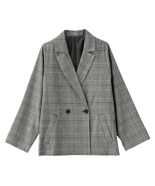 GeeRA(ジーラ)の「先染め柄ダブルテーラージャケット(テーラードジャケット・レディース・ブラウン/グレー/チャコール・MEDIUM)」の12枚目の写真