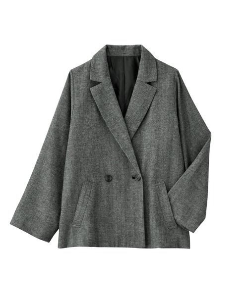 GeeRA(ジーラ)の「先染め柄ダブルテーラージャケット(テーラードジャケット・レディース・ブラウン/グレー/チャコール・MEDIUM)」の13枚目の写真