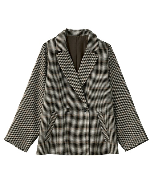 GeeRA(ジーラ)の「先染め柄ダブルテーラージャケット(テーラードジャケット・レディース・ブラウン/グレー/チャコール・MEDIUM)」の14枚目の写真