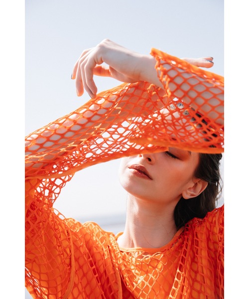 AULA AILA（アウラアイラ）の「メッシュレイヤードトップス（Tシャツ/カットソー・レディース・ブラック/グレー/オレンジ/アイボリー・0）」の5枚目の写真