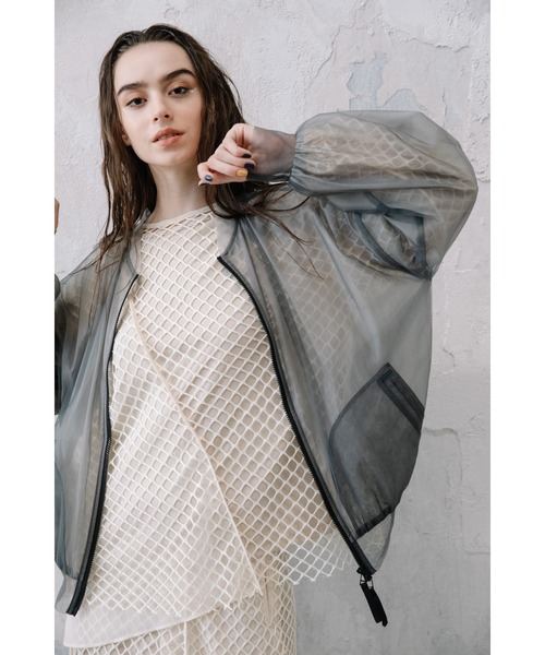 AULA AILA（アウラアイラ）の「メッシュレイヤードトップス（Tシャツ/カットソー・レディース・ブラック/グレー/オレンジ/アイボリー・0）」の7枚目の写真