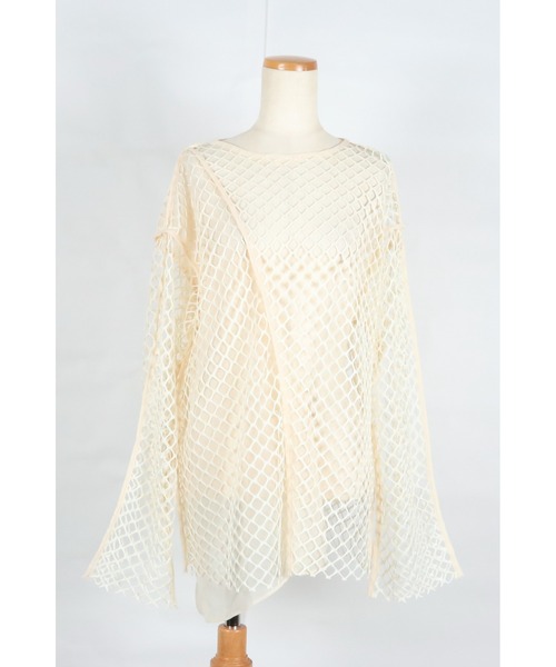 AULA AILA（アウラアイラ）の「メッシュレイヤードトップス（Tシャツ/カットソー・レディース・ブラック/グレー/オレンジ/アイボリー・0）」の12枚目の写真