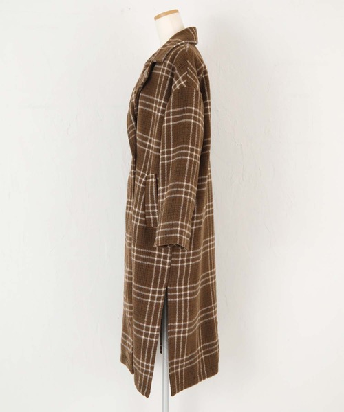 titivate（ティティベイト）の「ﾁｪｯｸﾀﾞﾌﾞﾙｵｰﾊﾞｰｺｰﾄ（チェスターコート・レディース・ベージュ/ブラウン/グレー/アイボリー・FREE）」の11枚目の写真