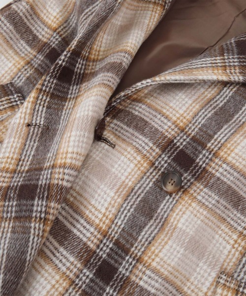 titivate（ティティベイト）の「ﾁｪｯｸﾀﾞﾌﾞﾙｵｰﾊﾞｰｺｰﾄ（チェスターコート・レディース・ベージュ/ブラウン/グレー/アイボリー・FREE）」の9枚目の写真