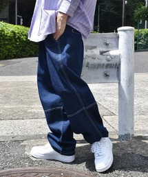 ツイル/デニム切り替えバルーンパンツ
