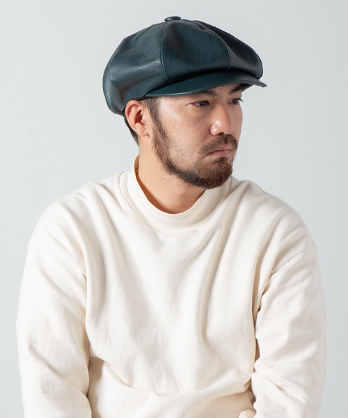 Retter（レッター）の「ヌメシュリンクキャス / Shrink Leather Cas（キャスケット・メンズ・グリーン・MEDIUM/LARGE）」の3枚目の写真