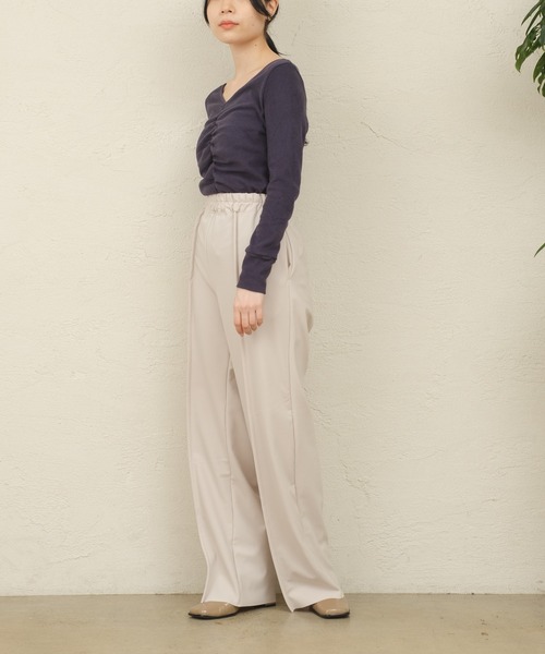 ONEME（ワンム）の「【 ONEME 】 ピンタックニットパンツ（その他パンツ・レディース・チャコールグレー/グレイッシュベージュ・FREE）」の15枚目の写真