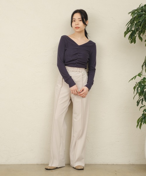 ONEME（ワンム）の「【 ONEME 】 ピンタックニットパンツ（その他パンツ・レディース・チャコールグレー/グレイッシュベージュ・FREE）」の17枚目の写真