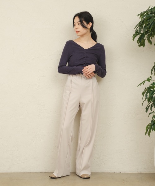 ONEME（ワンム）の「【 ONEME 】 ピンタックニットパンツ（その他パンツ・レディース・チャコールグレー/グレイッシュベージュ・FREE）」の18枚目の写真