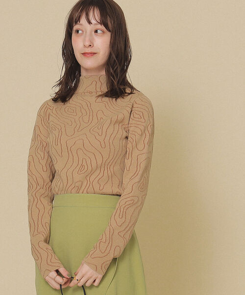 Ray BEAMS（レイビームス）の「Ray BEAMS / ライン ジャカード ハイネック ニット（ニット/セーター・レディース・ホワイト/ベージュ・ONE SIZE）」の7枚目の写真